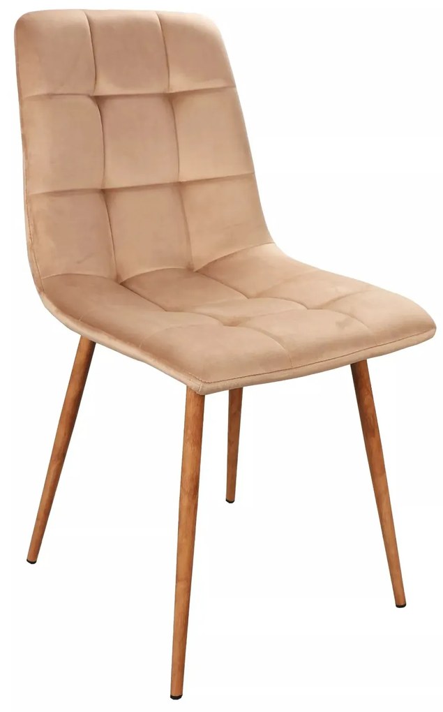 Sametová jídelní židle Mila D béžová/dub