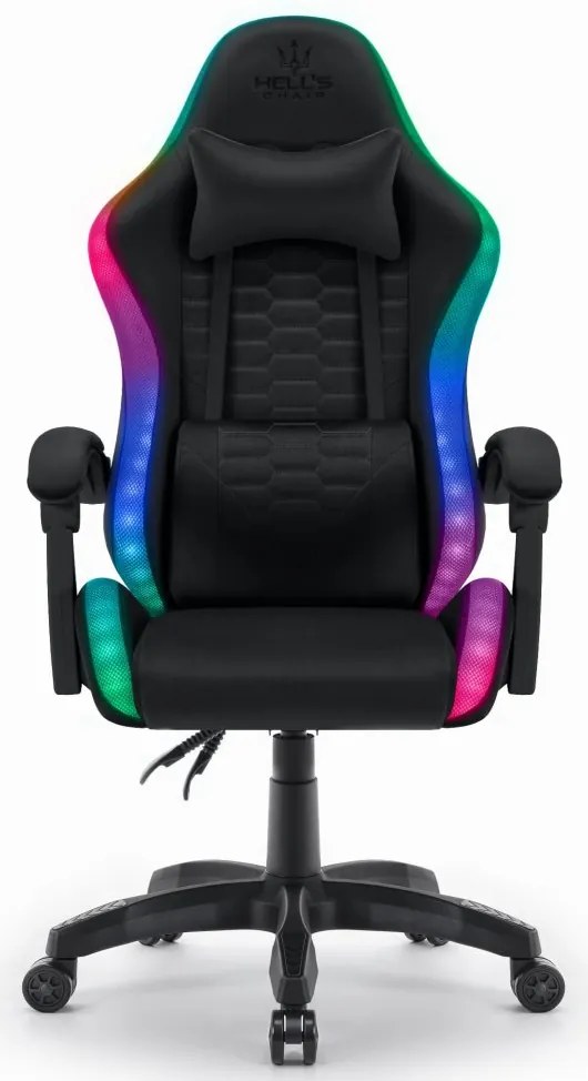 Herné kreslo HC-1000 Black LED RGB látkové