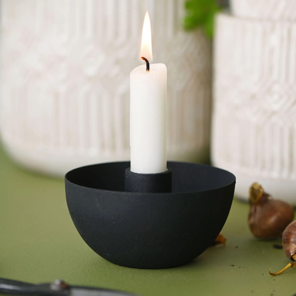 Ib Laursen Kovový svietnik Black 10,2 cm
