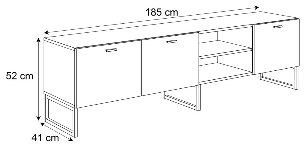 TV STOLÍK YSABEL ČIERNY 185 cm