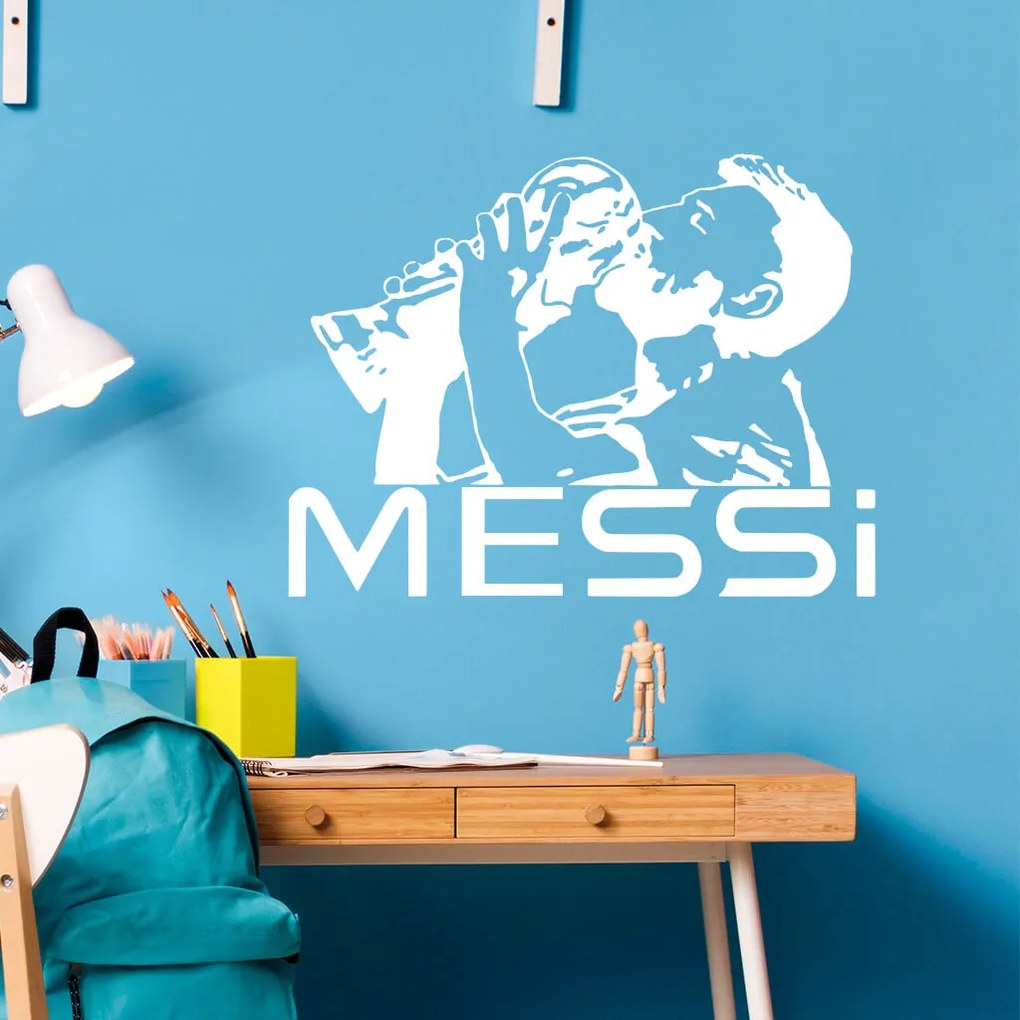Veselá Stena Samolepka na stenu na stenu Lionel Messi pohár Farba: černá
