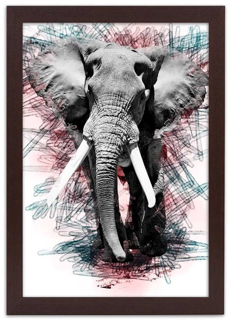Gario Plagát Slon na abstraktnom pozadí Farba rámu: Bez rámu, Rozmery: 40 x 60 cm