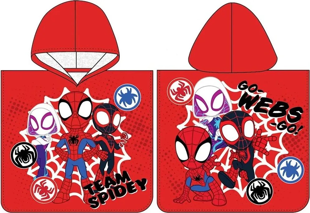 Chlapčenské plážové pončo Spidey Team - rozbalené