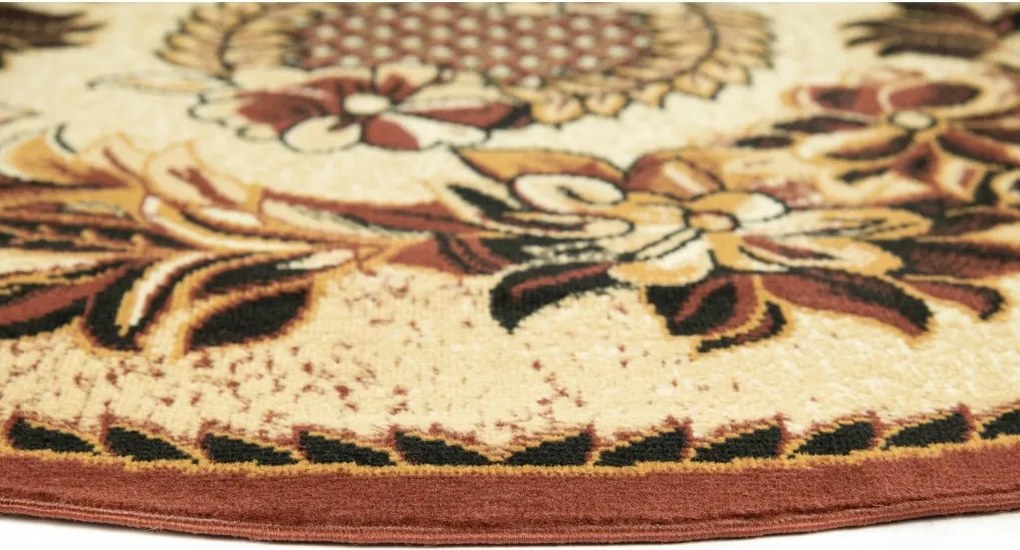 TA Koberec 7192B SVETLO BÉŽOVÝ ATLAS PP HNEDÉ KOLESO Rozmer: 160x160 cm