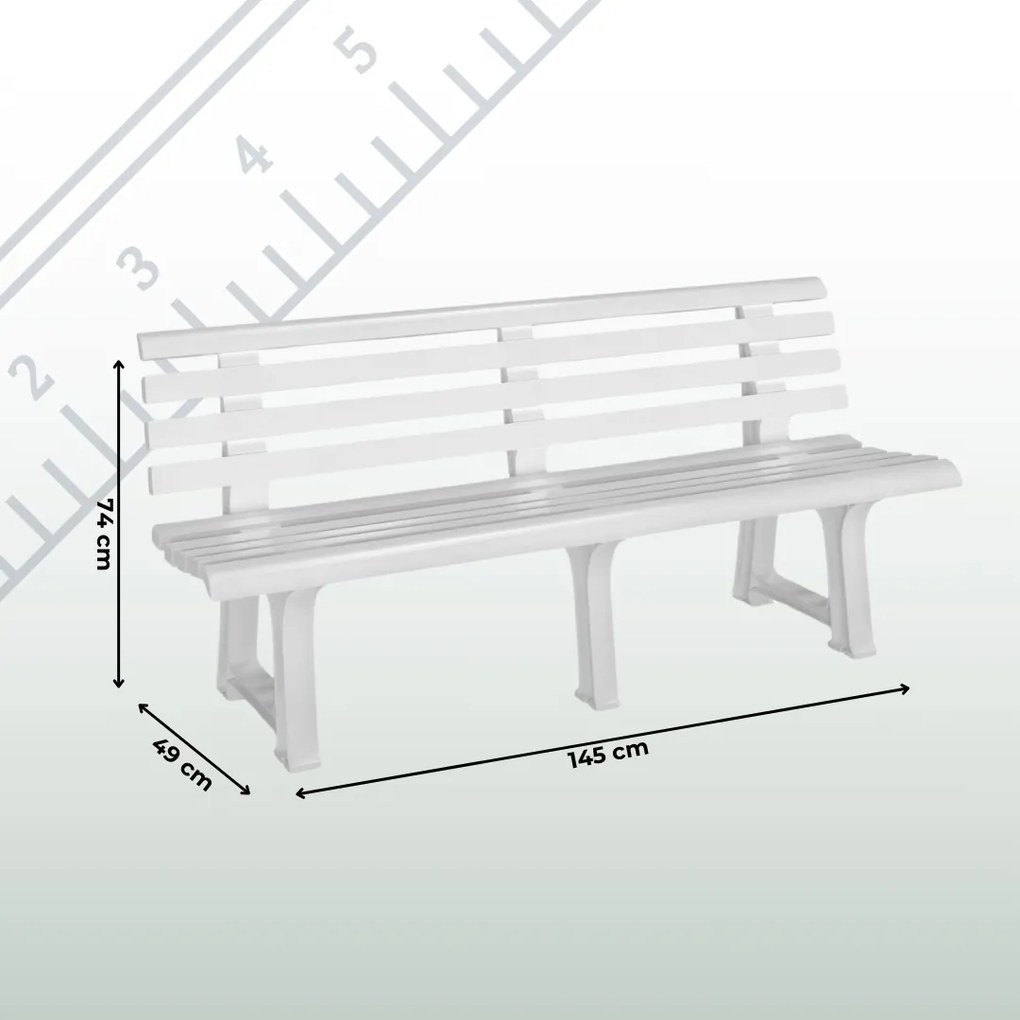 Záhradná lavica ORCHIDEA, 145x49x74cm, biela I.P.A.E-Progarden