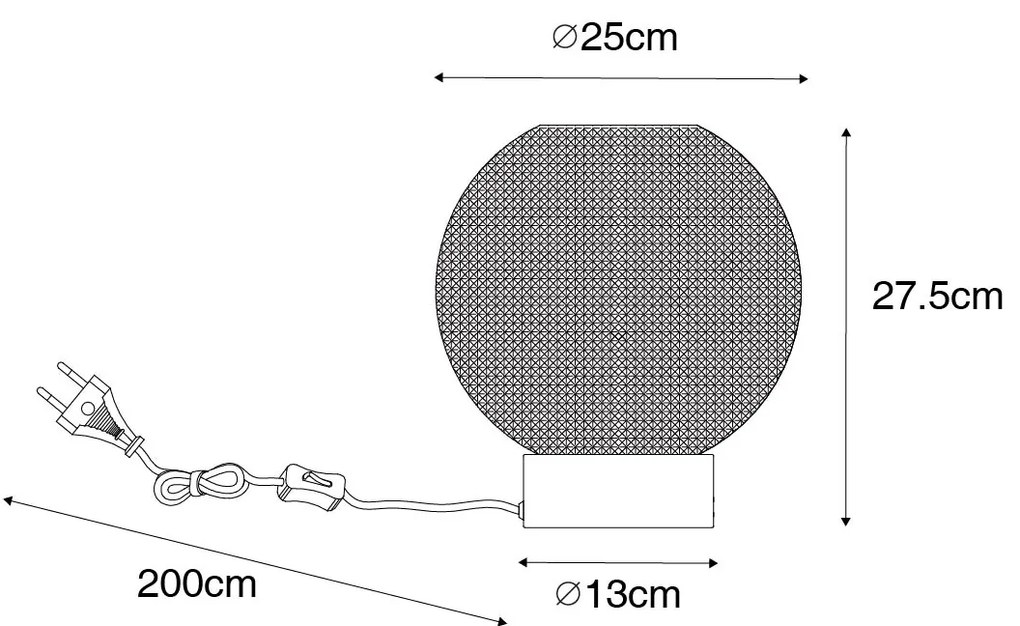 Dizajnová stolná lampa čierna s dymovým sklom - Chico