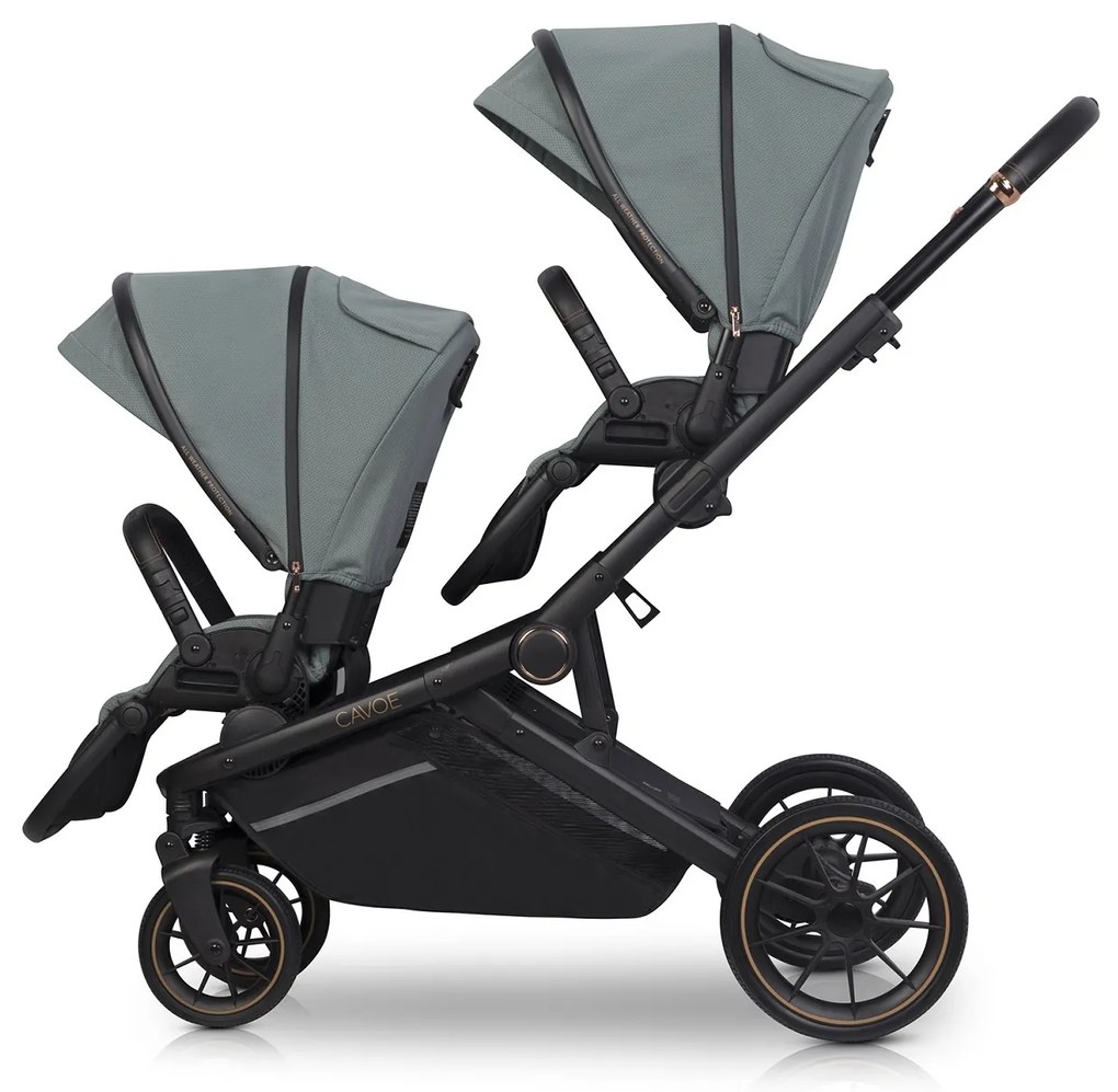 Športový kočík pre dvojčatá CAVOE Avec Boho Green