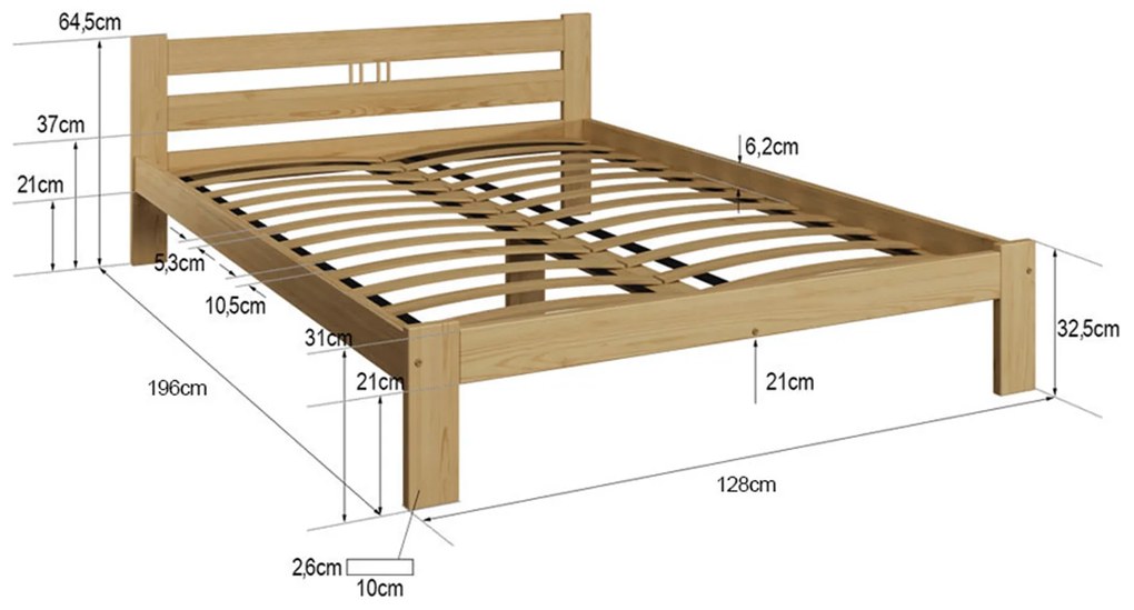 Posteľ borovica nie je lakovaná ESM1 VitBed 120x200cm
