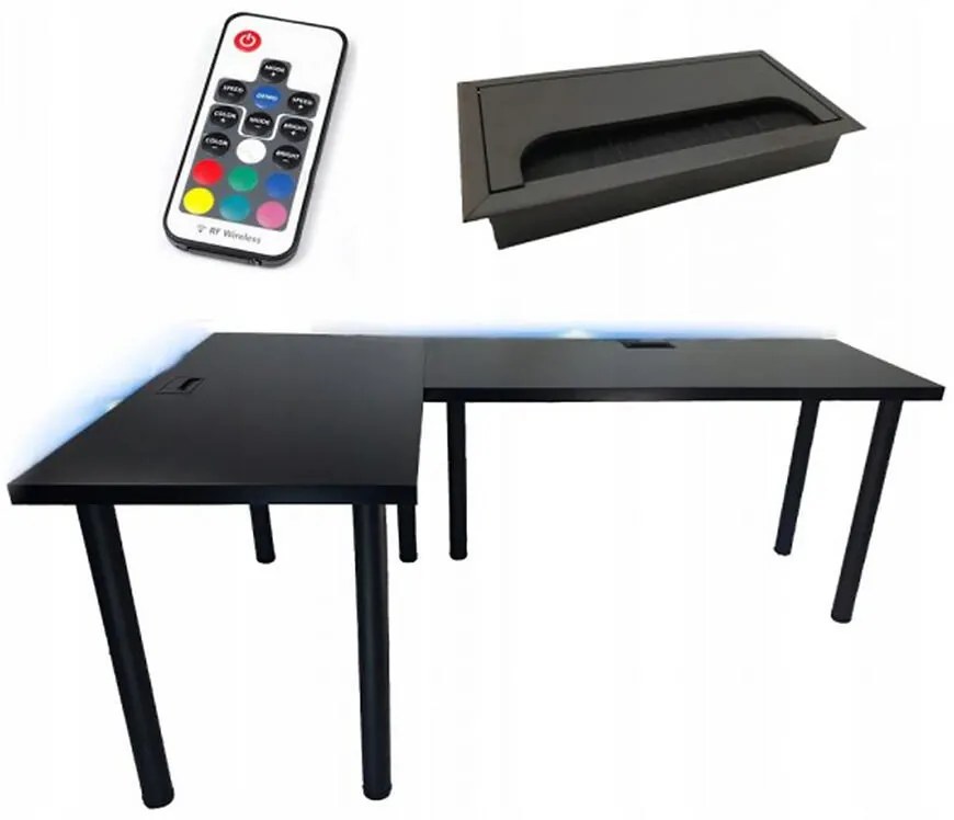 Písací Stôl Roh. Top Čierna 180x120x2,8 Model 2