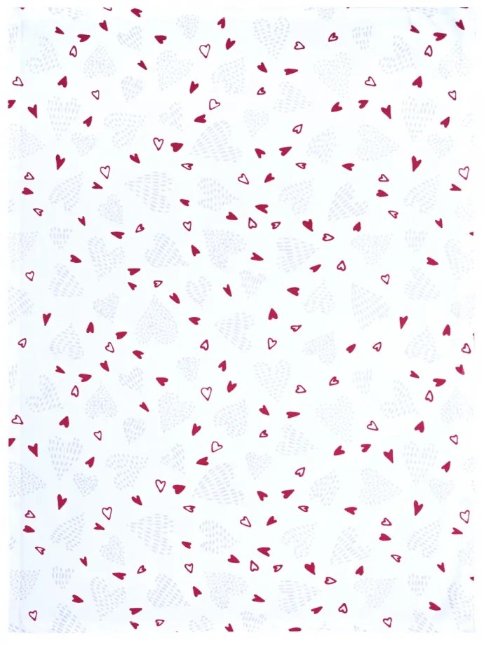 SCANquilt Utierka DEKORO srdiečka biela, červená 50x70 cm