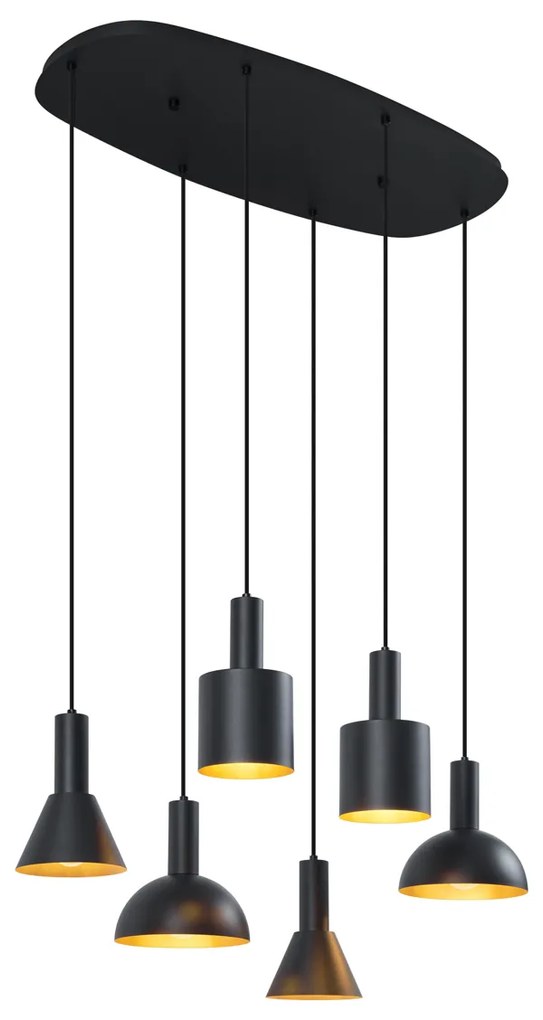 Moderné závesné svietidlo čierne so 6 svetlami - Biles