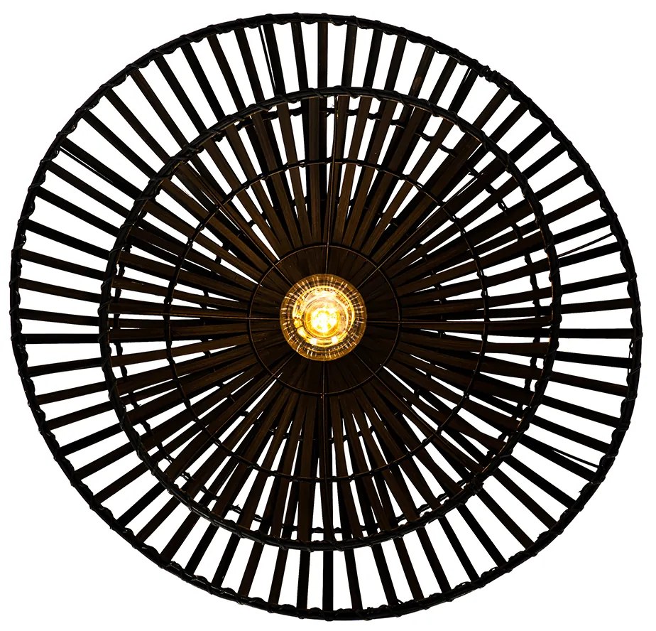 Orientálne stropné svietidlo čierne bambusové 62 cm - Pua