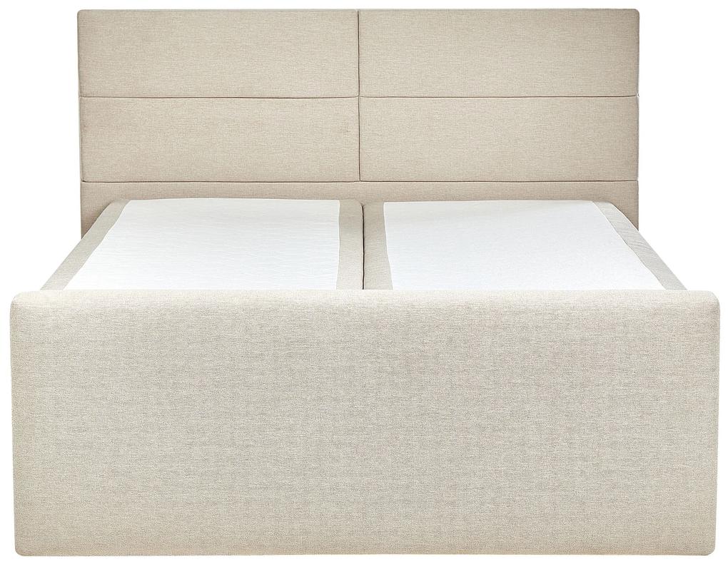 Kontinentálna posteľ s úložným priestorom 160 x 200 cm béžová ARISTOCRAT Beliani