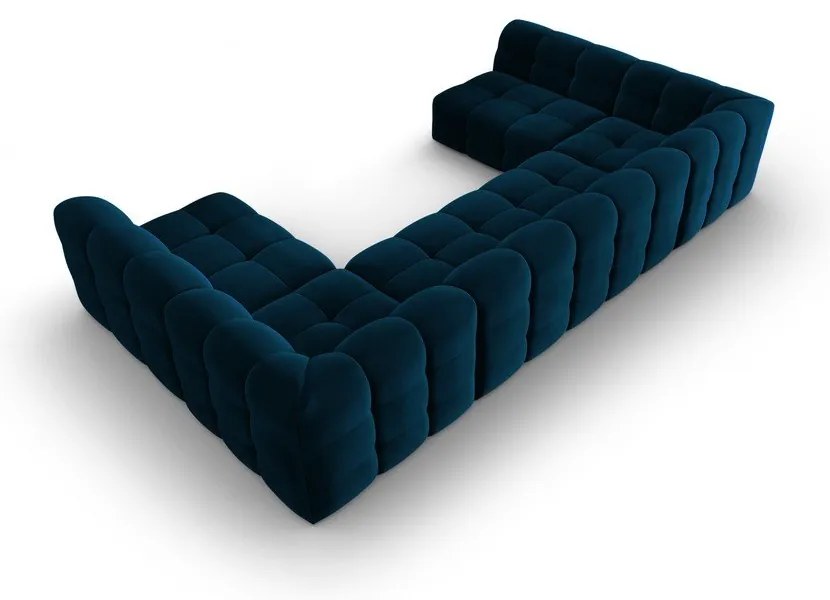 Tmavomodrá zamatová rohová pohovka (do "U") Kendal - Micadoni Home