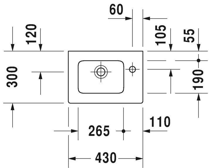 Duravit ME by Starck - Umývadielko do nábytku 430x300 mm, biela 0723430000