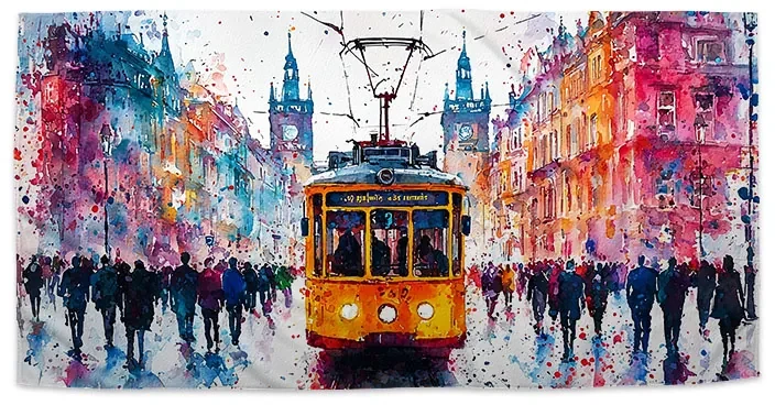Sablio Uterák Žltá električka Paint - 70x140 cm