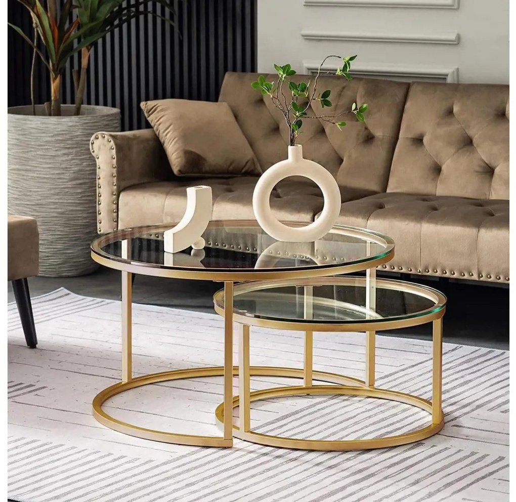 SADA 2x Konferenčný stolík BELARUS zlatá