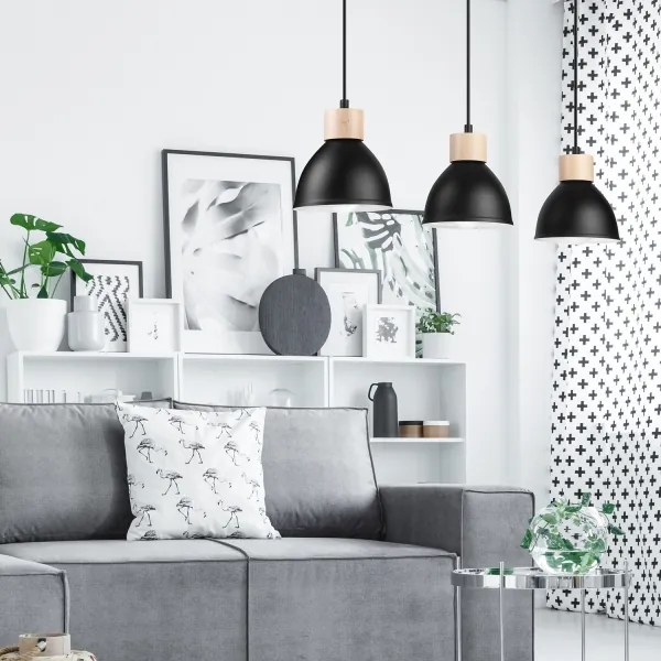 Luster na lanku NICO 3xE27/60W/230V čierna