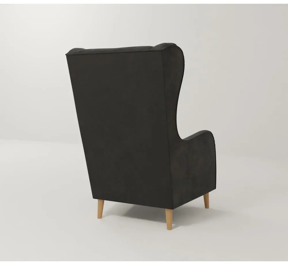 Tmavosivé zamatové kreslo ušiak Carole – Ropez
