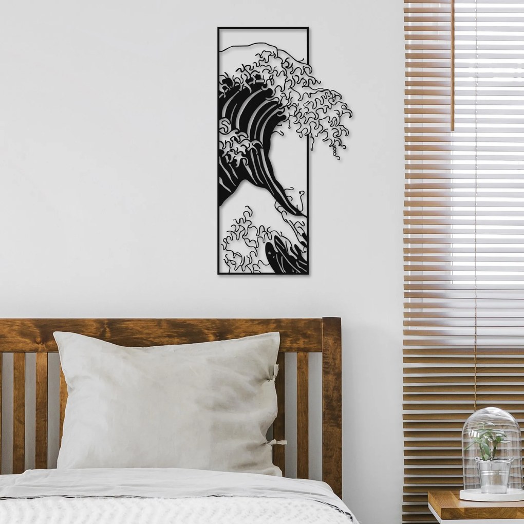 Nástenná kovová dekorácia Waves 3 čierna