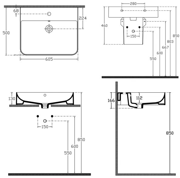 Isvea - Umývadlo na dosku/závesné SOTT AQUA 60,5x50 cm keramika/biela