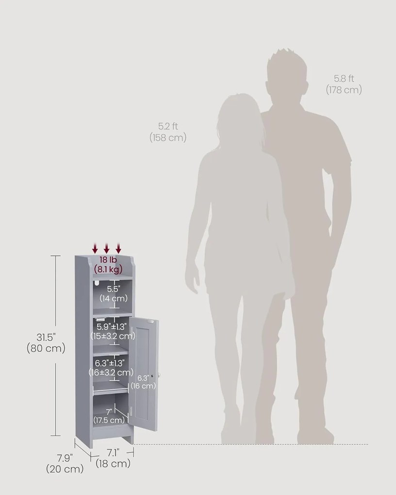 Kúpeľňová skrinka Vasagle Teisa sivá