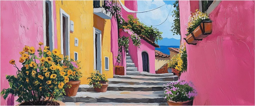 Obraz - Ružová ulička (120x50 cm)