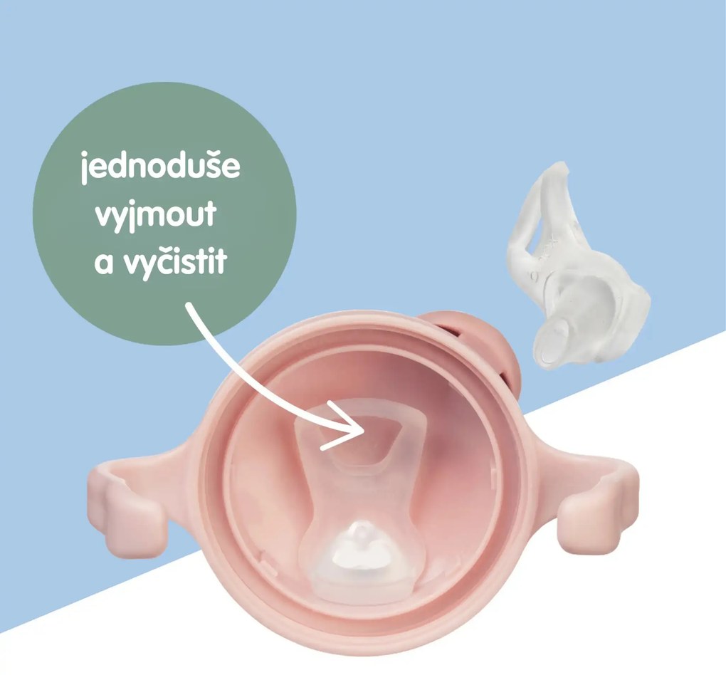 Hrnček s náustkom 4m+ - svetloružový 240 ml