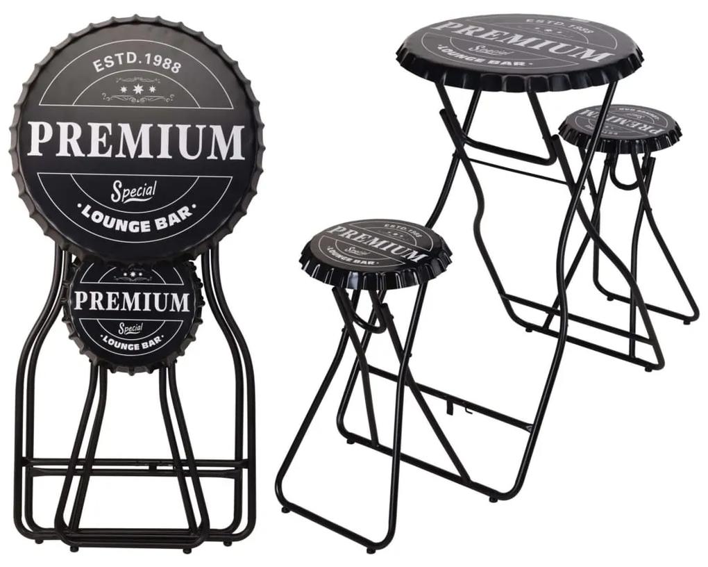 Ambiance Skladací barový stôl so stoličkami čierny