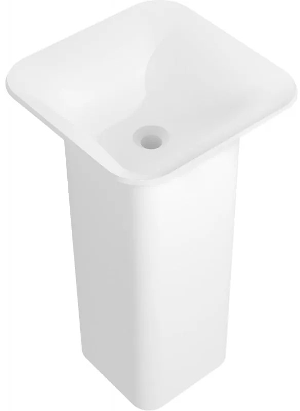 Mexen Ria, voľnestojace umývadlo z konglomerátu 45x45x83 cm, biela matná, 26584500