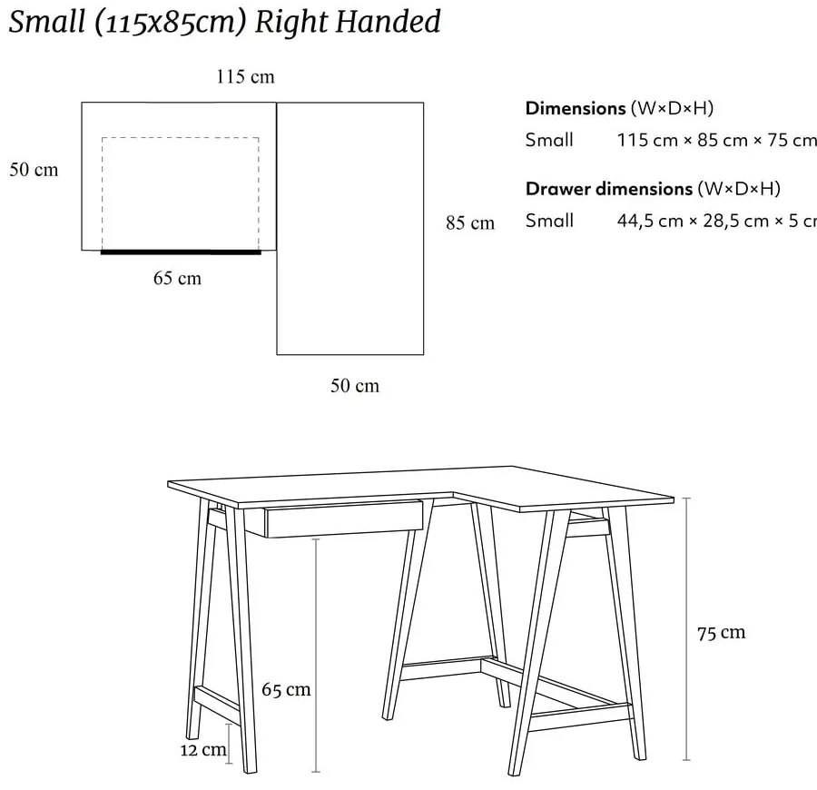 Pracovný stôl s bielou doskou 85x115 cm Luka - Ragaba