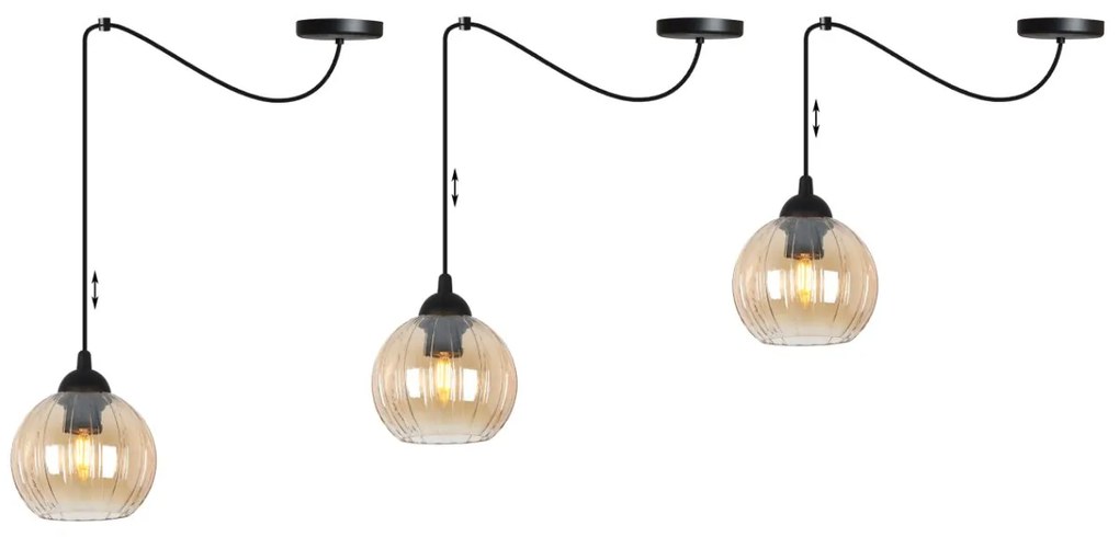 Závesné svietidlo Costa Spider, 1x medové sklenené tienidlo, b