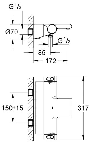 GROHE 34464001 - Termostatická vaňová batéria GROHTHERM 2000 DN 15 lesklý chróm