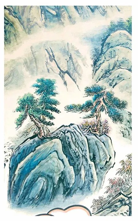 Plagát s paspartou čínska krajinomaľba - 30x45 silver
