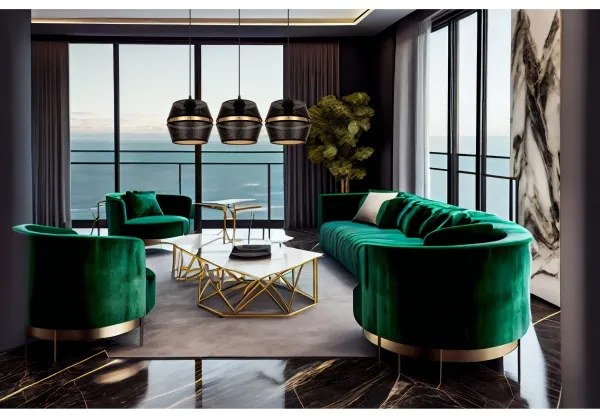 Luster na lanku PARIS 3xE27/60W/230V čierna/zlatá