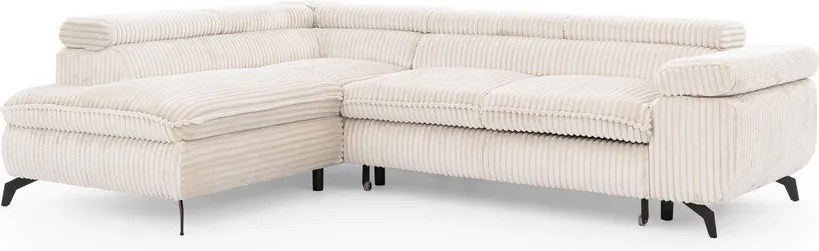 Krémová menčestrová rohová pohovka (ľavý roh/do L) Marbeya – Ropez