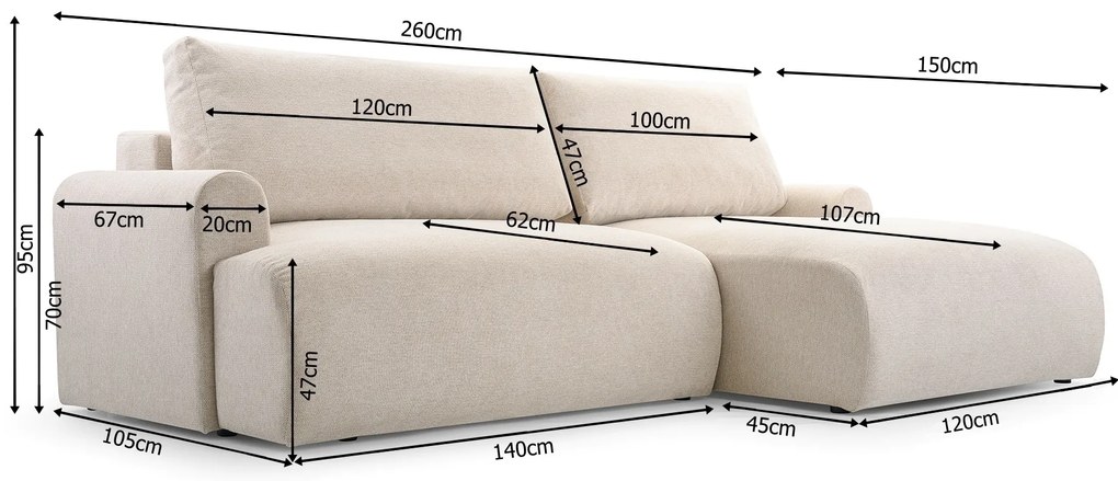 Rohová sedačka Miky (L). Akcia -20%. Vlastná spoľahlivá doprava až k Vám domov. 1135430