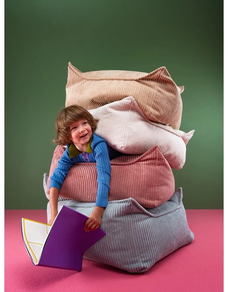 Krémový menčestrový detský sedací vak Square – Wigiwama