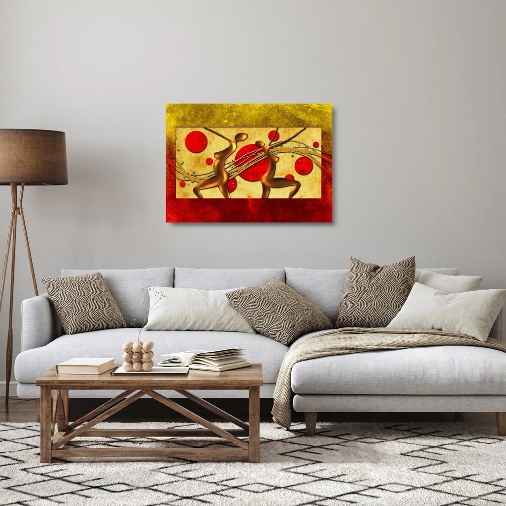 Abstraktný sklenený obraz s dvoma ženami (70x50 cm)