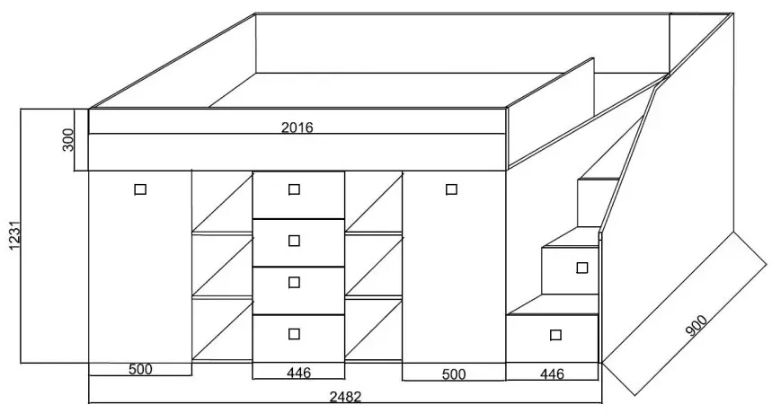 Detská kombinovaná posteľ 90 cm Kesa 3 (betón + dub wotan) (P). Vlastná spoľahlivá doprava až k Vám domov. 1085827