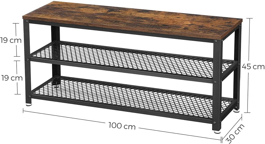 VASAGLE Priemyselný stojan na topánky 100 x 45 x 30 cm