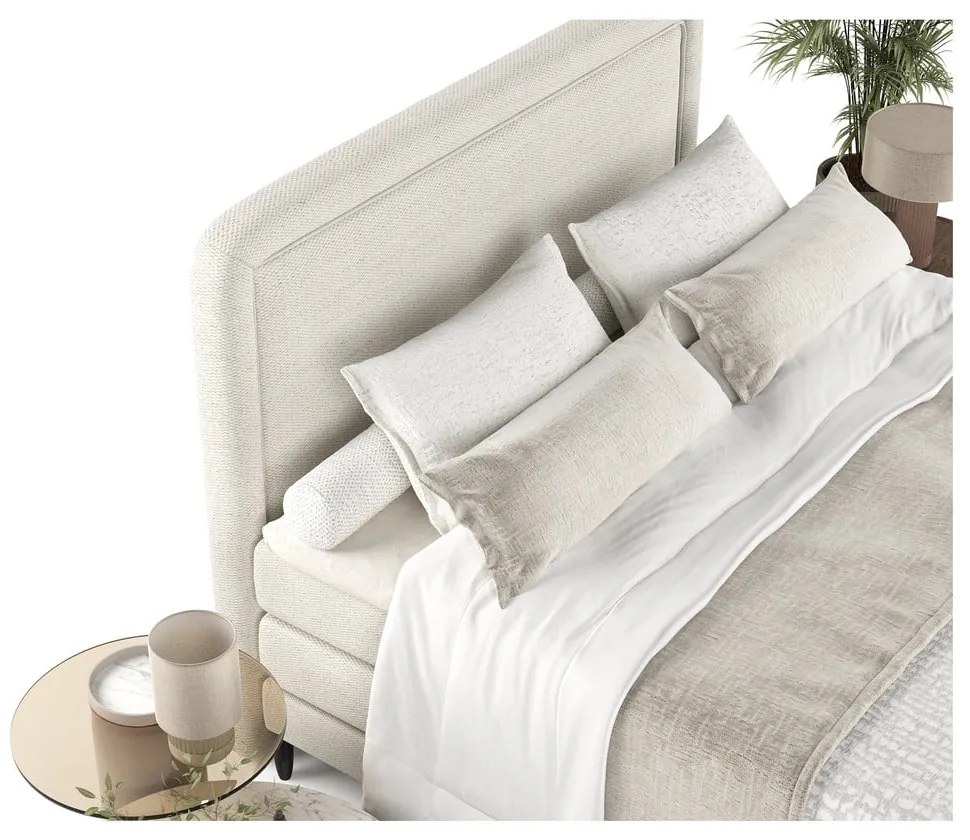 Krémovobiela boxspring posteľ 200x200 cm Dove – Maison de Rêve
