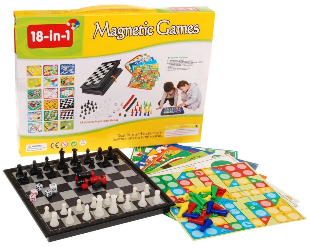 Spoločenská hra 18 v 1 Inlea4Fun MAGNETIC GAMES