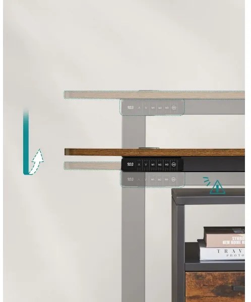 Výškovo nastaviteľný písací stôl SOLEA-X hnedá/čierna