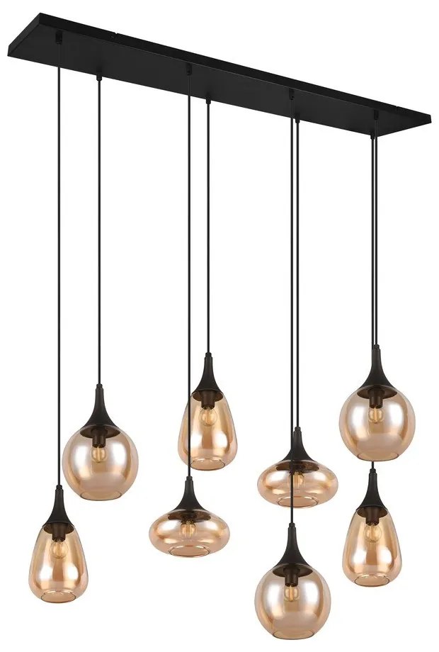 Čierno-oranžové závesné svietidlo so skleneným tienidlom Lumina – Trio