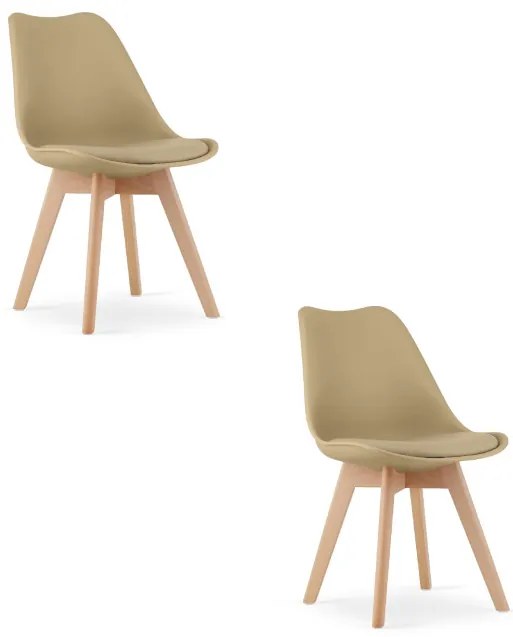 Set dvoch jedálenských stoličiek MARK tmavobéžové / hnedé nohy (2ks)