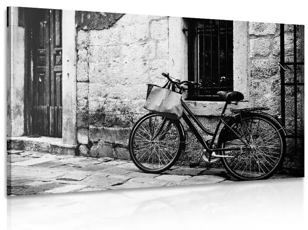 Obraz retro bicykel v čiernobielom prevedení - 60x40