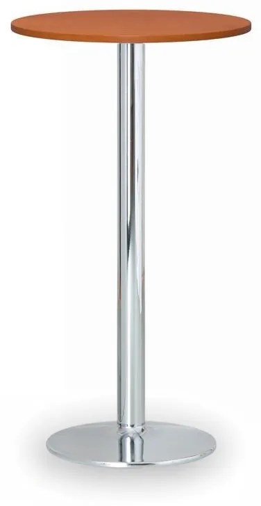 Koktailový stôl OLYMPO II, priemer 600 mm, chrómovaná podnož, doska čerešňa