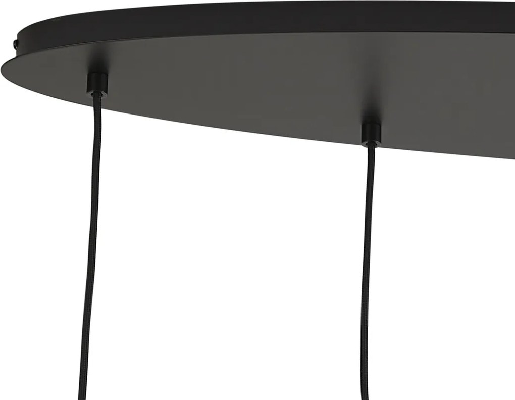 Závesná lampa čierna s jantárovým, dymovým a čírym sklom 6-svetiel - Elena