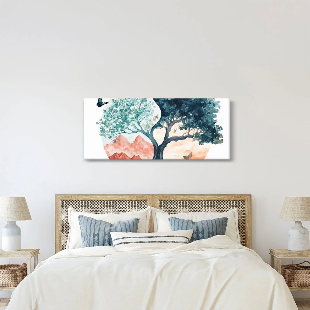 Obraz – Akvarelový strom plný života (120x50 cm)